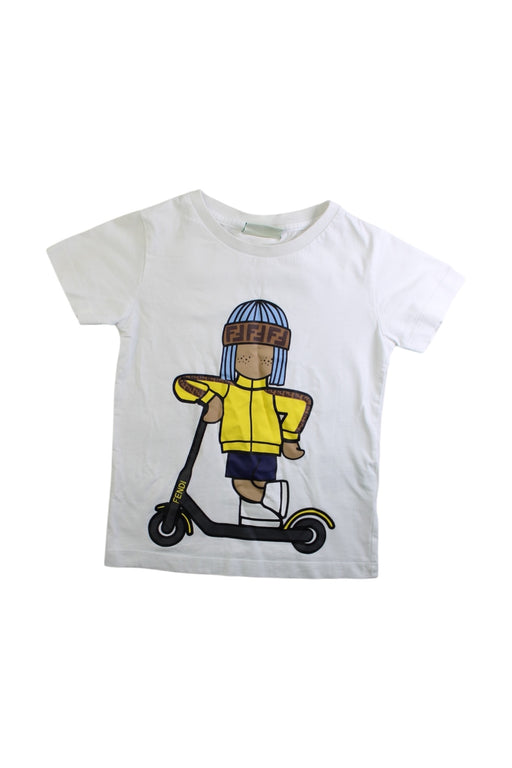 A White Short Sleeve T Shirts from Fendi in size 4T for boy. (Front View)