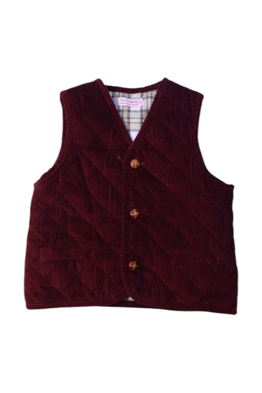 A Burgundy Puffer/Quilted Jackets from La Coqueta in size 4T for boy. (Front View)