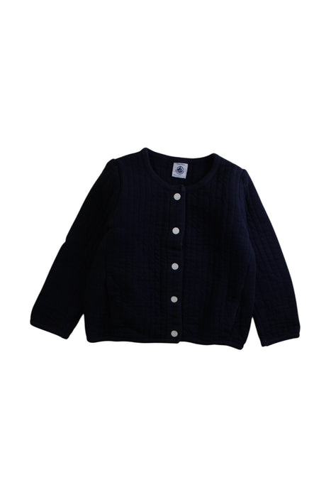 A Navy Buttoned Sweatshirts from Petit Bateau in size 3T for boy. (Front View)