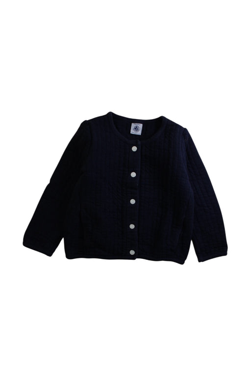 A Navy Buttoned Sweatshirts from Petit Bateau in size 3T for boy. (Front View)