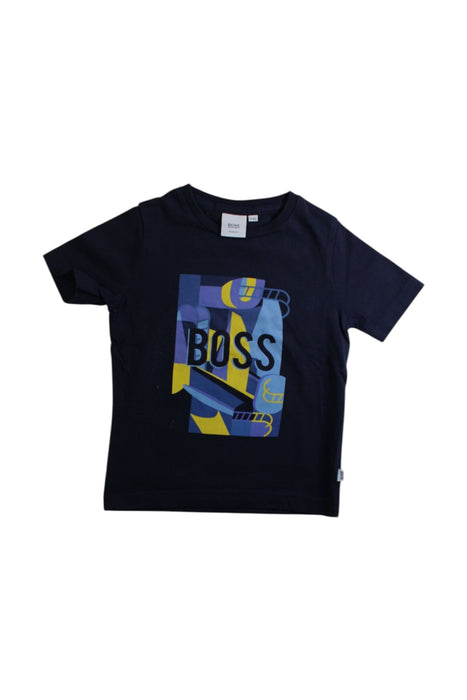 A Navy Short Sleeve T Shirts from Boss in size 4T for boy. (Front View)
