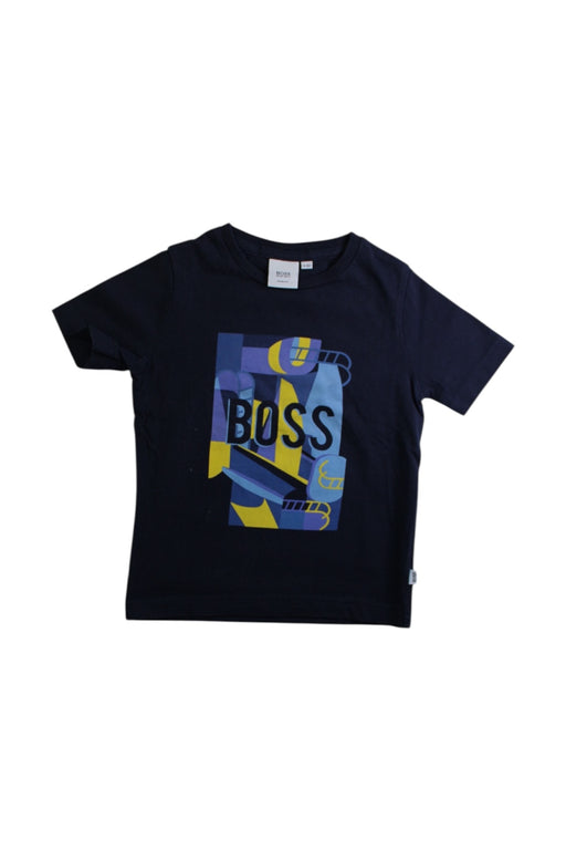 A Navy Short Sleeve T Shirts from Boss in size 4T for boy. (Front View)