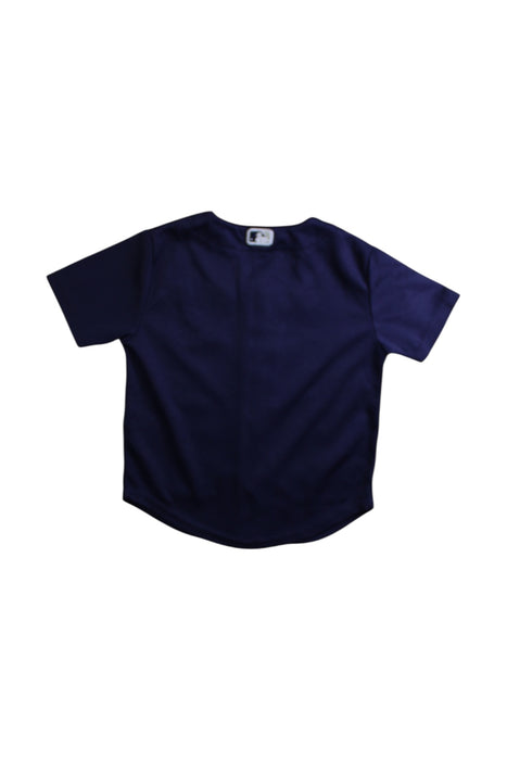A Navy Short Sleeve Shirts from Majestic in size 2T for neutral. (Back View)
