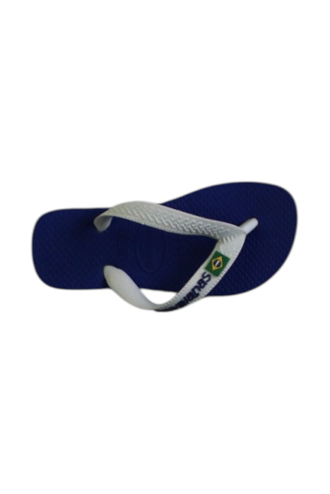 A Blue Flip Flops from Havaianas in size 3T for boy. (Front View)
