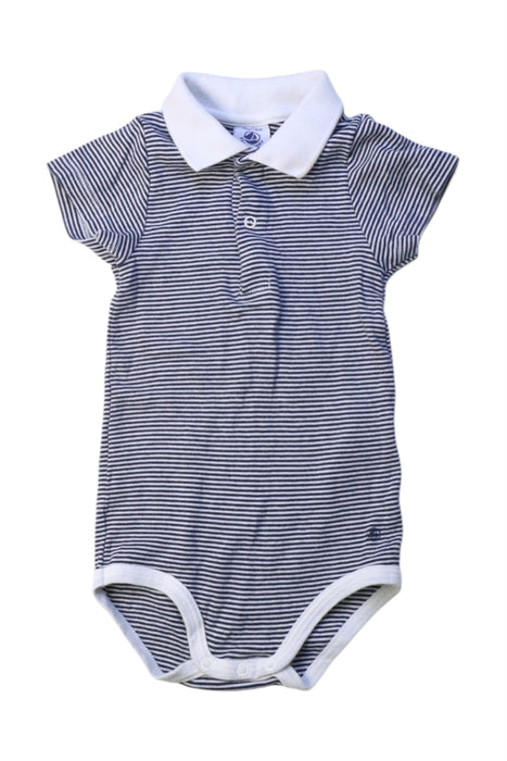 A Navy Short Sleeve Bodysuits from Petit Bateau in size 6-12M for boy. (Front View)