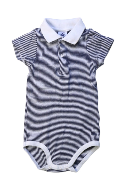 A Navy Short Sleeve Bodysuits from Petit Bateau in size 6-12M for boy. (Front View)