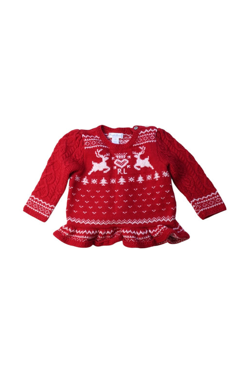 A Red Knit Sweaters from Ralph Lauren in size 6-12M for girl. (Front View)