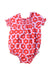 A Red Short Sleeve Rompers from Seed in size 6-12M for girl. (Back View)