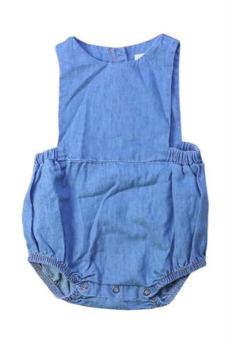 A Blue Sleeveless Rompers from 1 + in the family in size 6-12M for boy. (Front View)