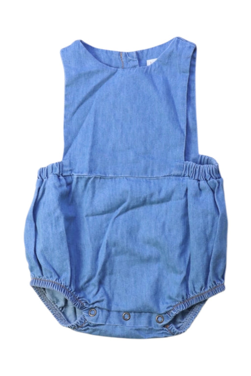 A Blue Sleeveless Rompers from 1 + in the family in size 6-12M for boy. (Front View)