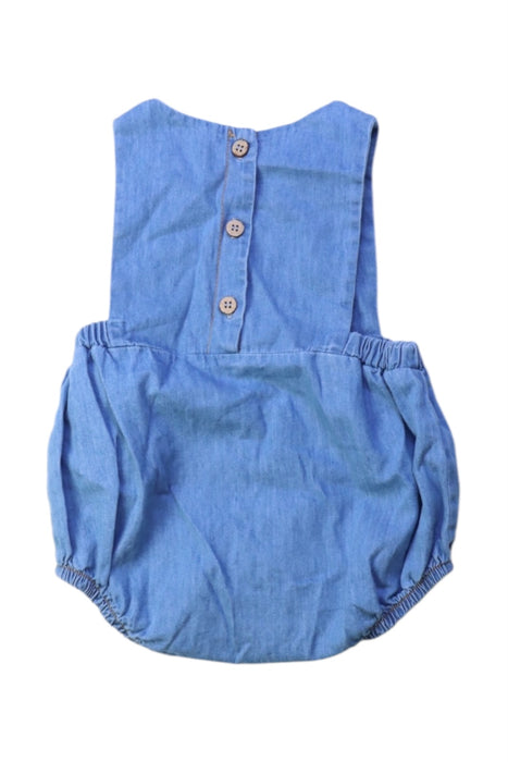 A Blue Sleeveless Rompers from 1 + in the family in size 6-12M for boy. (Back View)