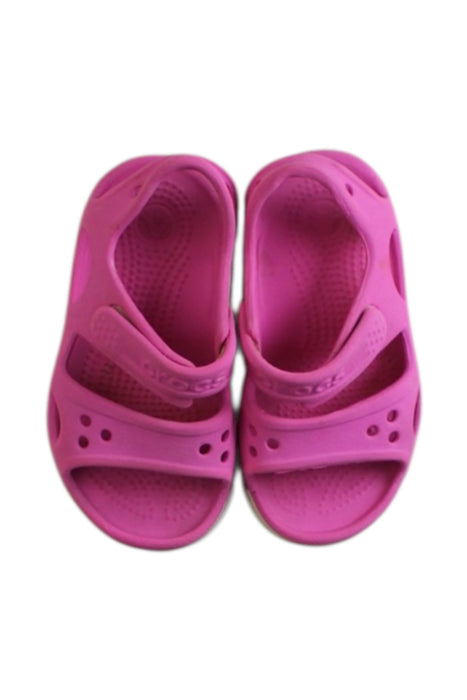 A Pink Sandals from Crocs in size 18-24M for girl. (Back View)