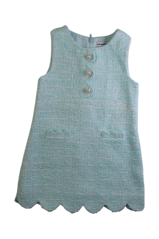 A Blue Sleeveless Dresses from Self-Portrait in size 3T for girl. (Front View)
