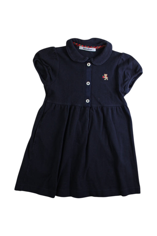 A Navy Short Sleeve Dresses from Familiar in size 2T for girl. (Front View)