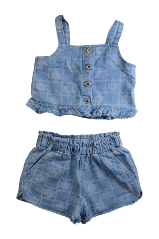 A Blue Shorts Sets from Seed in size 4T for girl. (Front View)