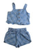A Blue Shorts Sets from Seed in size 4T for girl. (Front View)