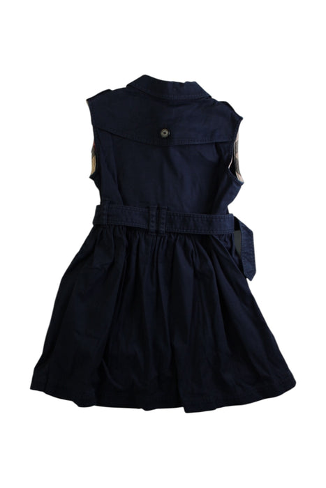 A Navy Sleeveless Dresses from Burberry in size 4T for girl. (Back View)