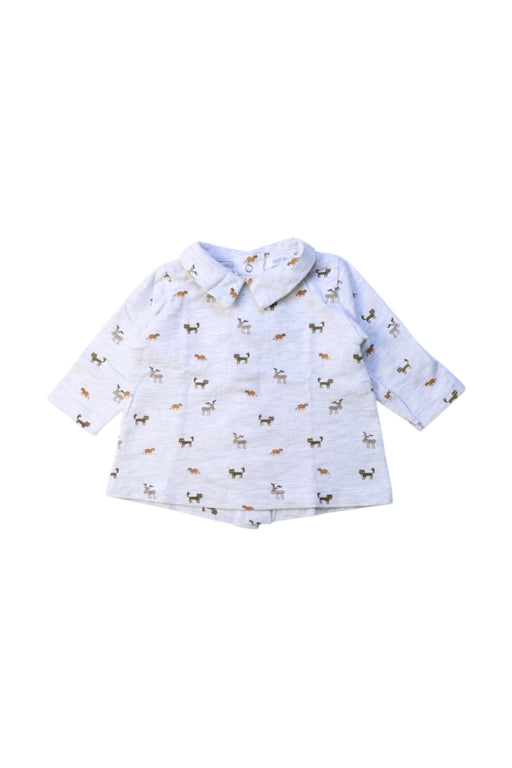 A Blue Long Sleeve Shirts from Bout'Chou in size 0-3M for boy. (Front View)