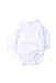 A White Long Sleeve Bodysuits from Mori in size 0-3M for neutral. (Front View)