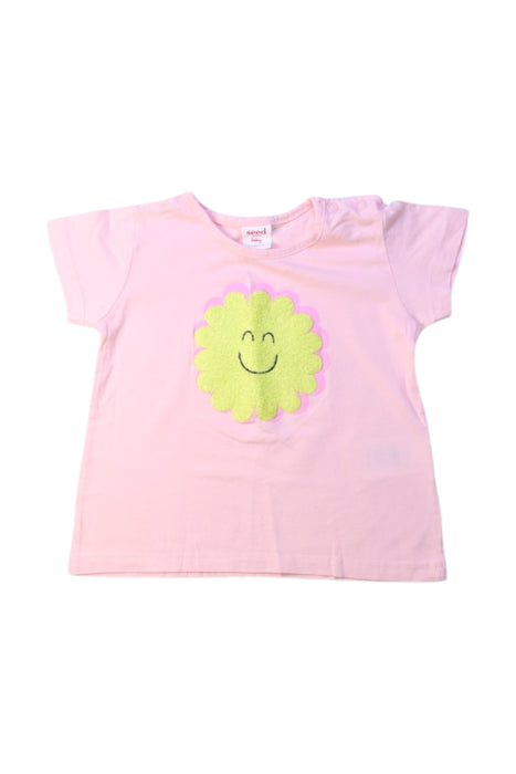 A Pink Short Sleeve T Shirts from Seed in size 6-12M for girl. (Front View)