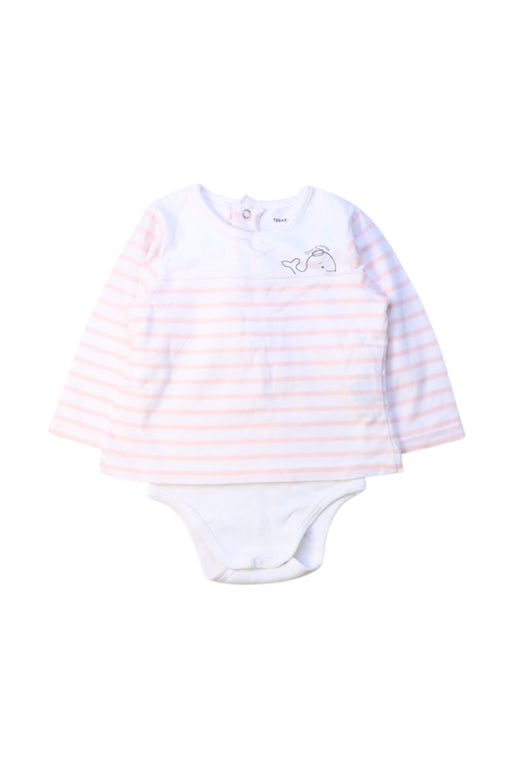 A Pink Long Sleeve Bodysuits from Terre De Marins in size 3-6M for girl. (Front View)