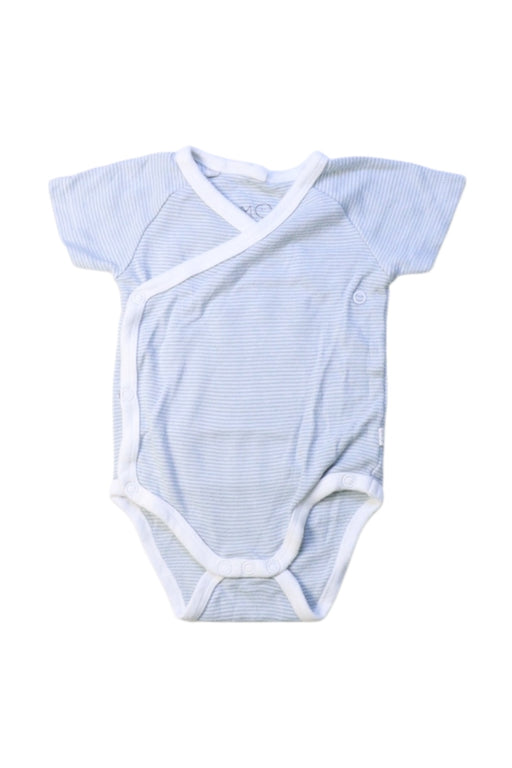 A Blue Short Sleeve Bodysuits from Mori in size 0-3M for boy. (Front View)