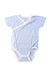 A Blue Short Sleeve Bodysuits from Mori in size 0-3M for boy. (Front View)