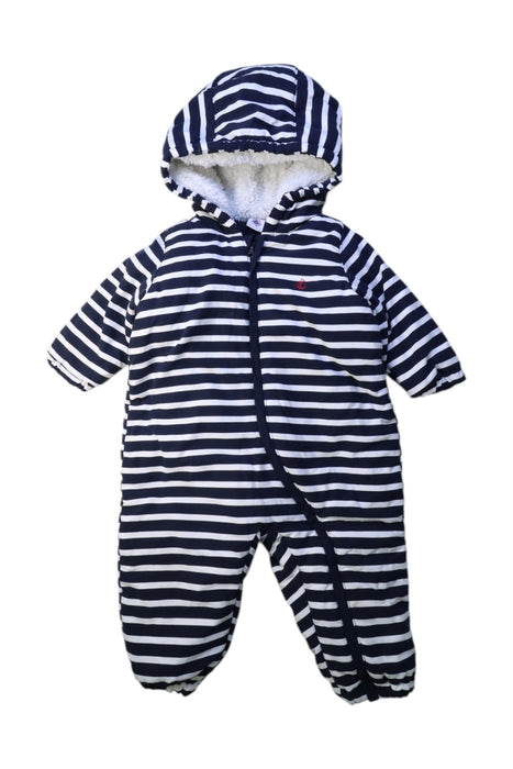 A Navy Snowsuits from Petit Bateau in size 12-18M for boy. (Front View)