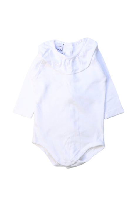 A White Long Sleeve Bodysuits from Babidu in size 3-6M for girl. (Front View)
