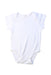 A White Short Sleeve Bodysuits from Mori in size 0-3M for neutral. (Front View)