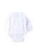 A White Long Sleeve Bodysuits from Mori in size 0-3M for neutral. (Back View)