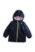A Navy Puffer/Quilted Jackets from K-Way in size 4T for girl. (Front View)