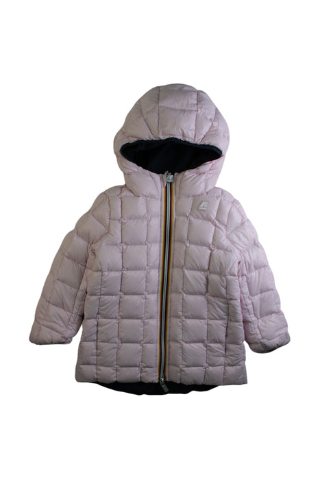 A Navy Puffer/Quilted Jackets from K-Way in size 4T for girl. (Back View)