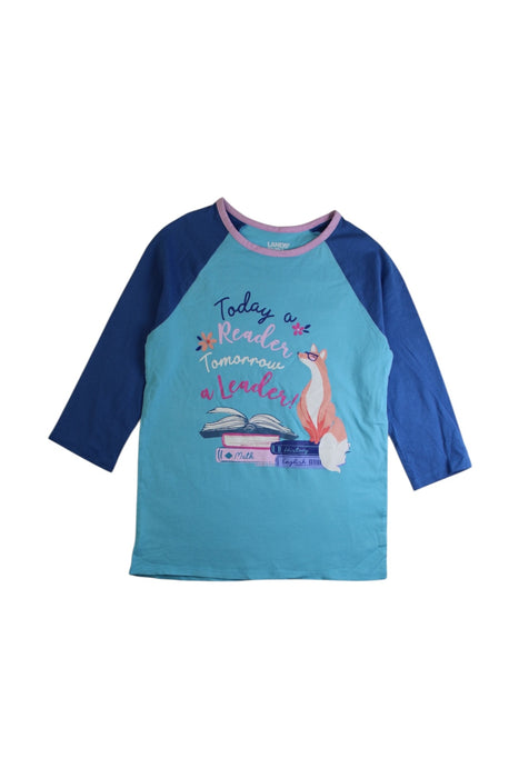 A Blue Long Sleeve Tops from Lands' End in size 8Y for girl. (Front View)