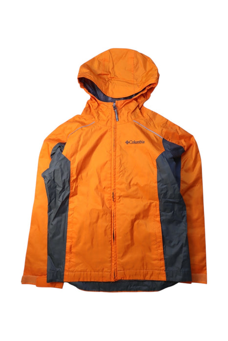 A Orange Rain Jackets from Columbia in size 8Y for boy. (Front View)