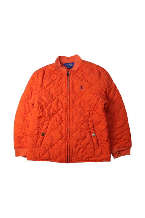 A Orange Puffer/Quilted Jackets from Polo Ralph Lauren in size 6T for neutral. (Front View)