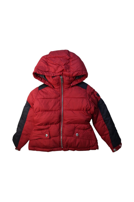 A Red Puffer/Quilted Jackets from Burberry in size 4T for girl. (Front View)