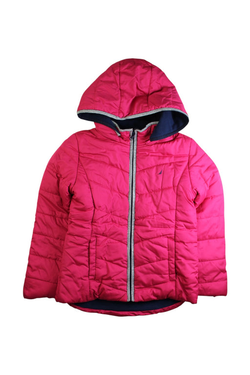 A Pink Puffer/Quilted Jackets from Nautica in size 10Y for girl. (Front View)