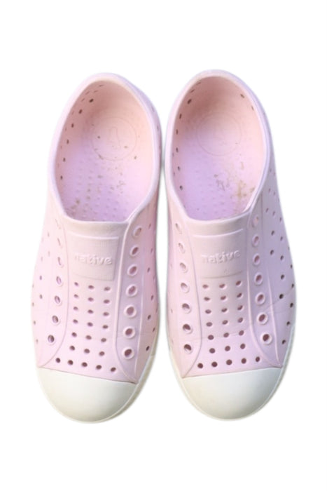A Pink Sneakers from Native Shoes in size 7Y for girl. (Back View)