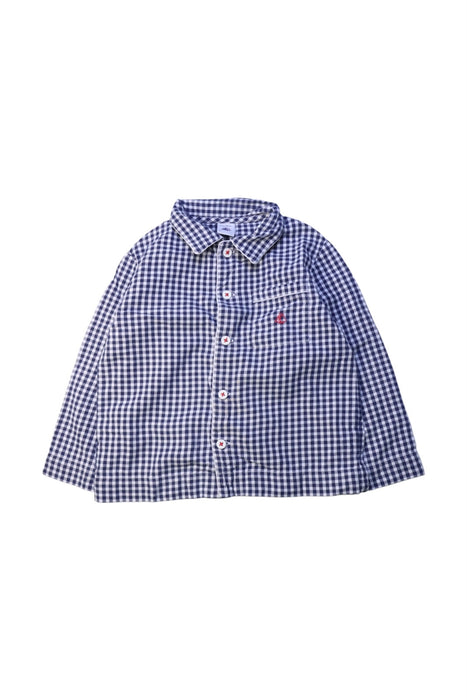 A Blue Long Sleeve Shirts from Petit Bateau in size 4T for boy. (Front View)