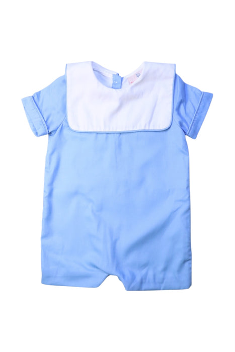 A Blue Short Sleeve Rompers from Smockingbird in size 6-12M for boy. (Front View)