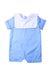A Blue Short Sleeve Rompers from Smockingbird in size 6-12M for boy. (Front View)