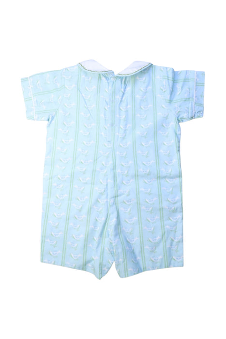 A Blue Short Sleeve Rompers from Smockingbird in size 2T for boy. (Back View)
