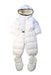 A White Snowsuits from Moncler in size 6-12M for neutral. (Front View)
