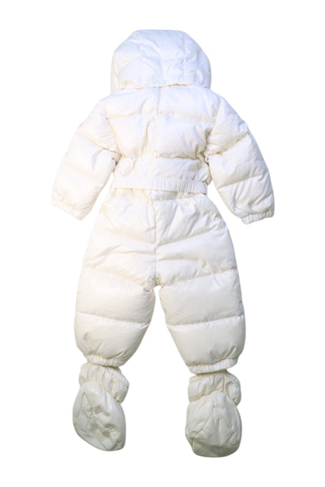 A White Snowsuits from Moncler in size 6-12M for neutral. (Back View)