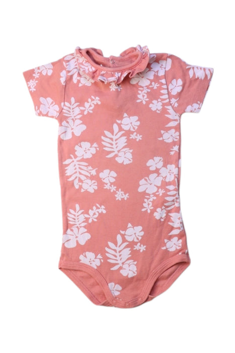 A Pink Short Sleeve Bodysuits from Petit Bateau in size 12-18M for girl. (Front View)