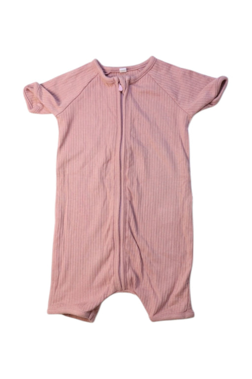 A Pink Short Sleeve Rompers from Mori in size 0-3M for girl. (Front View)