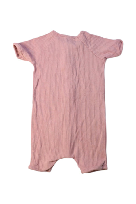 A Pink Short Sleeve Rompers from Mori in size 0-3M for girl. (Back View)