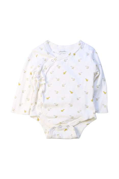A White Long Sleeve Bodysuits from Pehr in size 3-6M for neutral. (Front View)