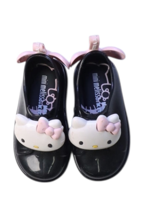 A Black Slip Ons from Mini Melissa in size 12-18M for girl. (Back View)